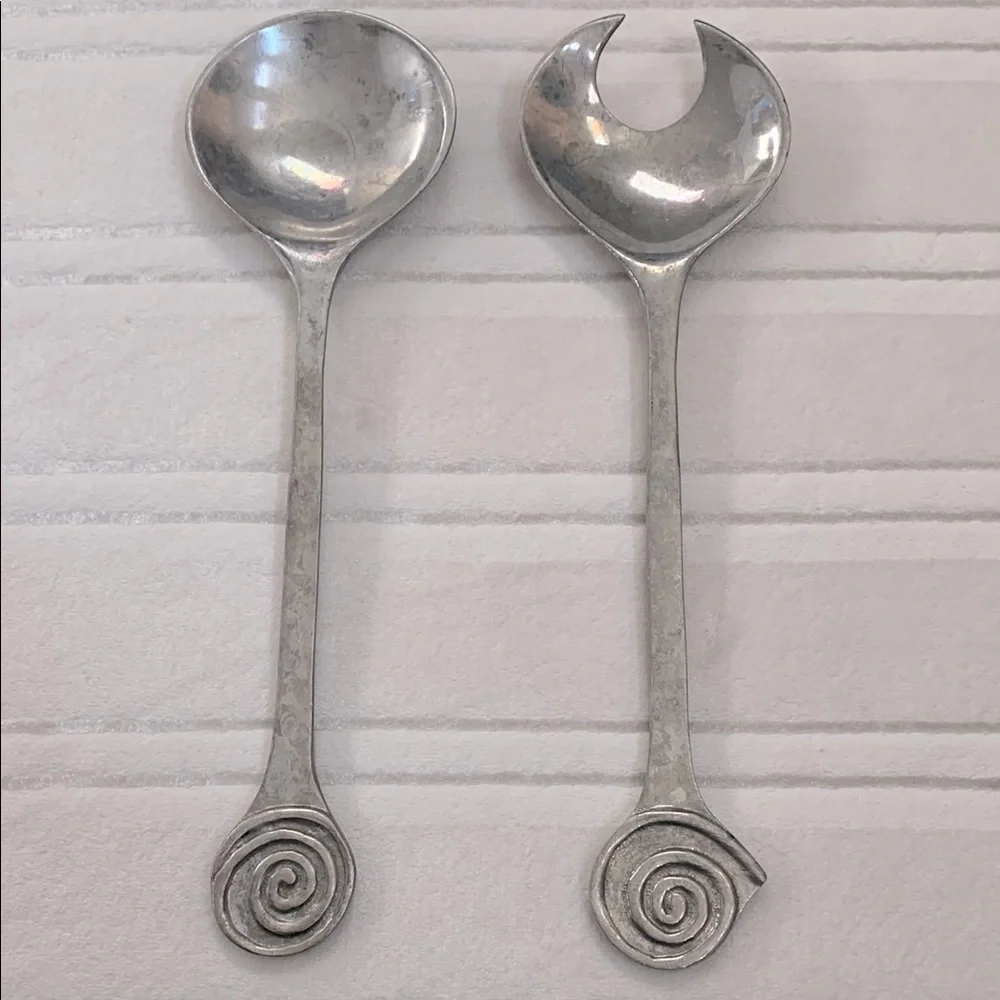 Mariposa 1993 Vintage Elegant Aluminum Silver Salad Serving Set